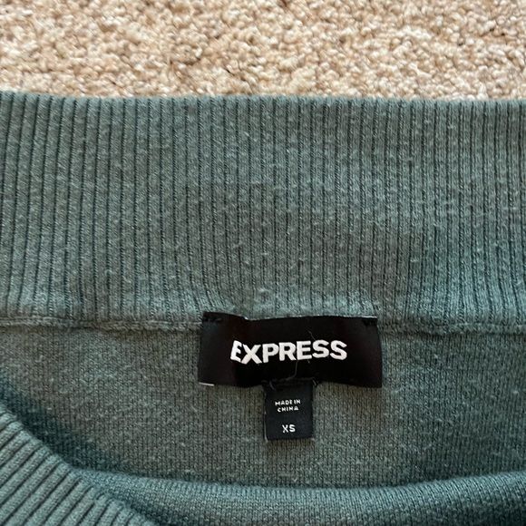 Express dark sage green wide neck on/off the shoulder sweatshirt - Picture 5 of 5